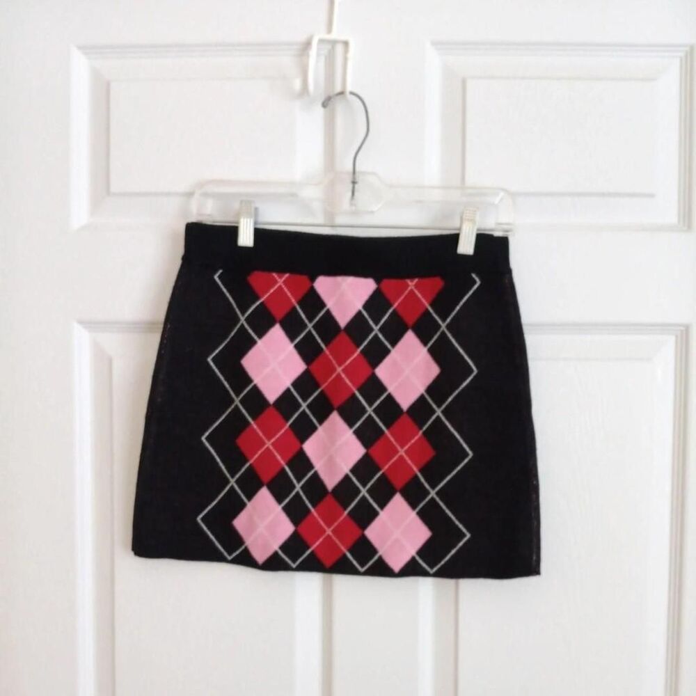 H&M Divided high-waisted argyle knit mini skirt S